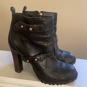 Used Tory Burch Distressed Leather Booties